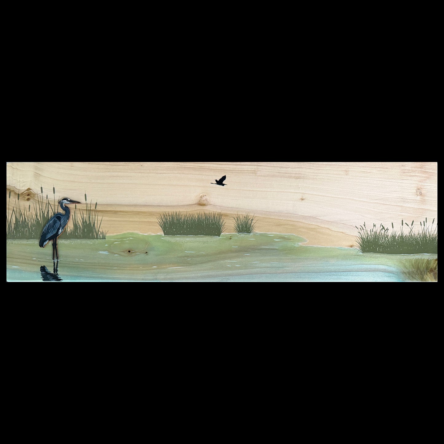Wood Wall Art: The Great Blue Heron (Poplar)