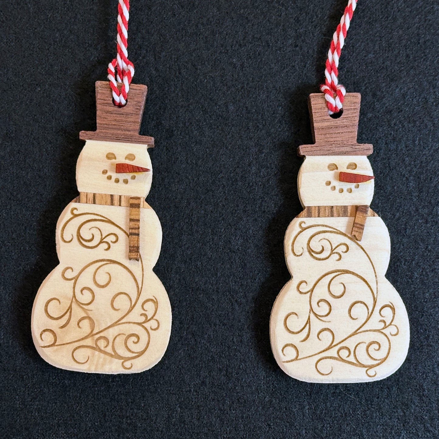 Snowman Ornament with Fern Frost Lines (2025)