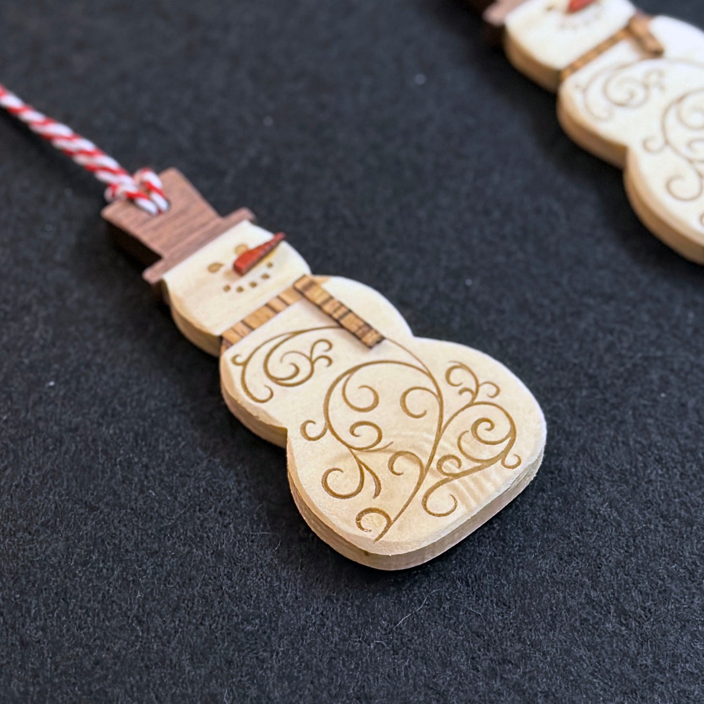 Snowman Ornament with Fern Frost Lines (2025)