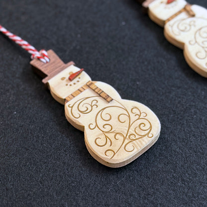 Snowman Ornament with Fern Frost Lines (2025)