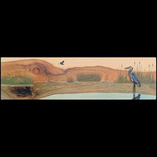 Wood Wall Art: The Great Blue Heron (Hickory)