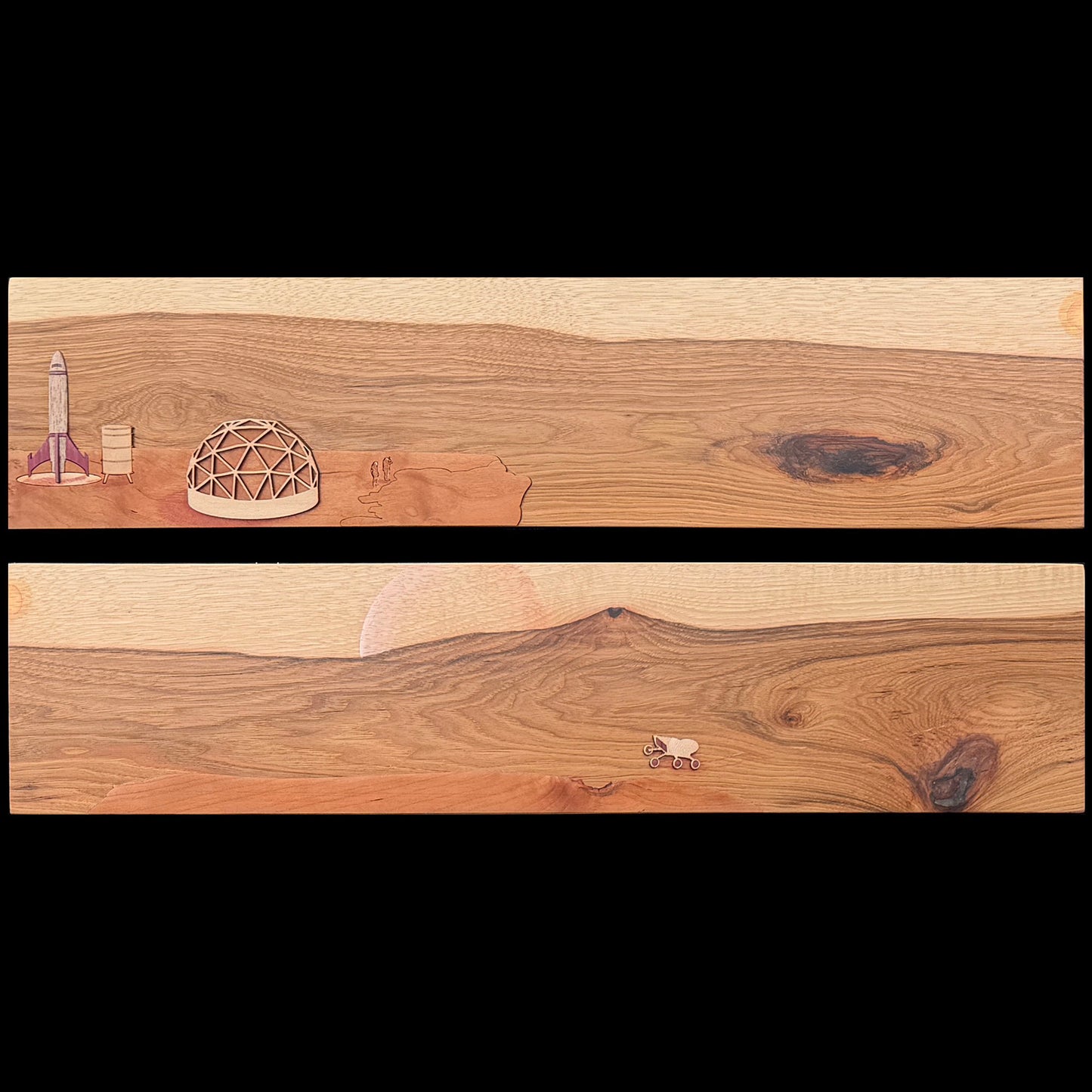 Space Wood Wall Art: Planetfall (Space Colony, Diptych)